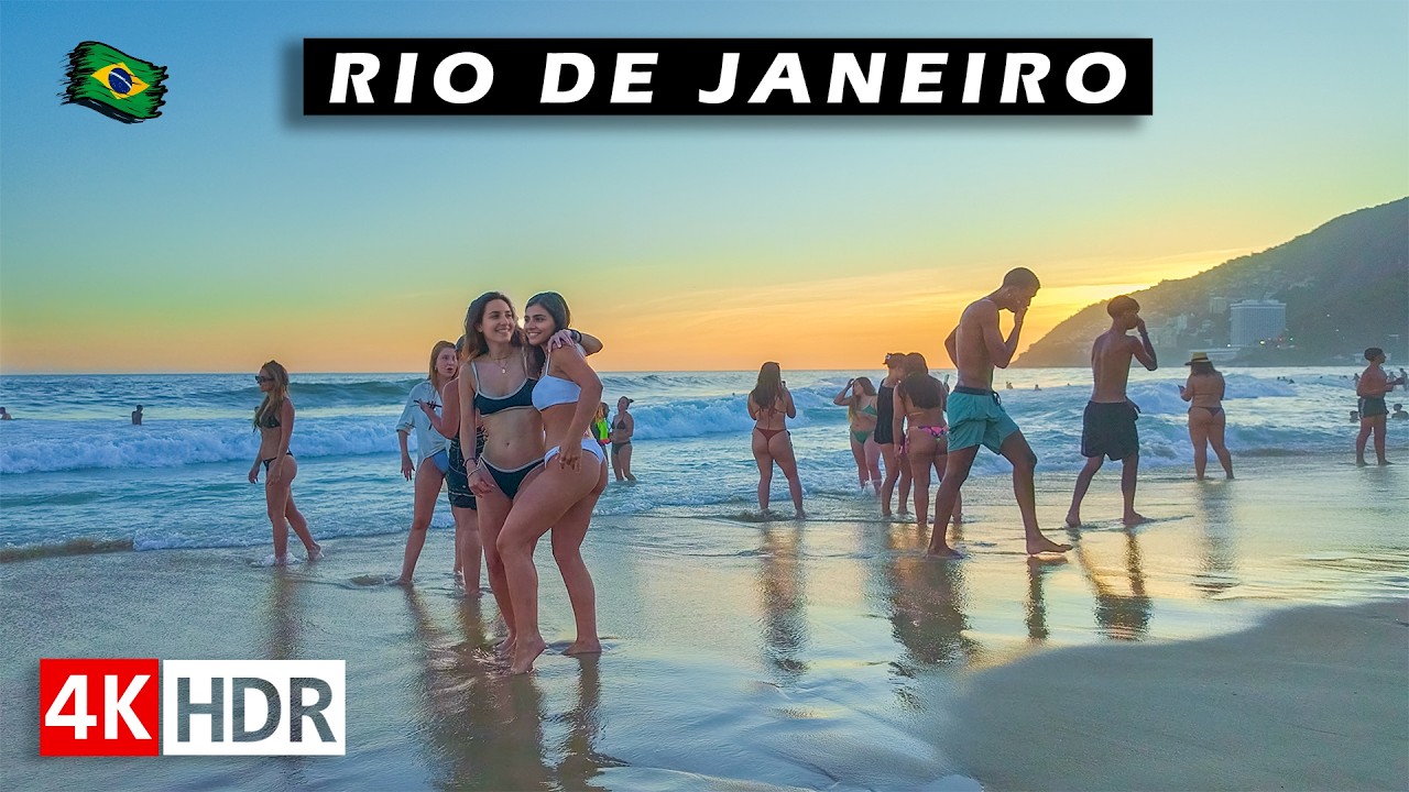 Leblon Beach Amazing Sunset Walking Tour — Rio de Janeiro, Brazil 🇧🇷 2026 【 4K UHD 】