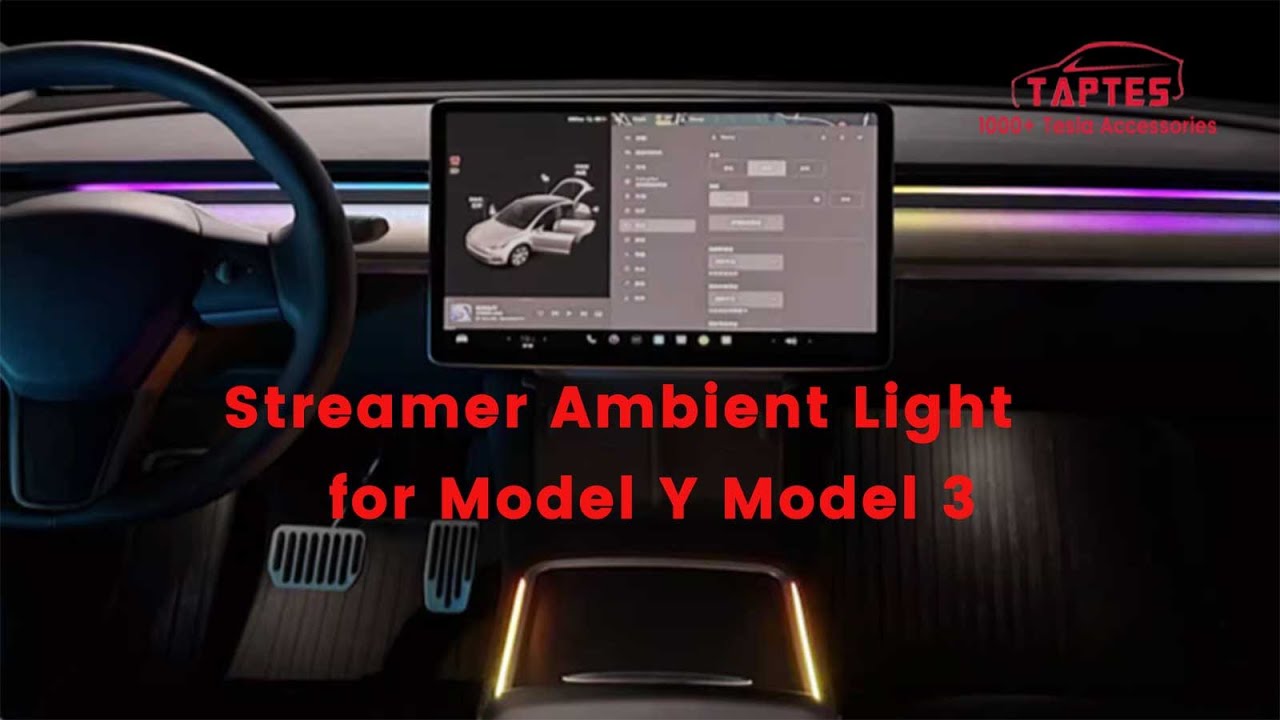 TAPTES Tesla Center Console & Dashboard Streamer Ambient Light for Model Y  Model 3 