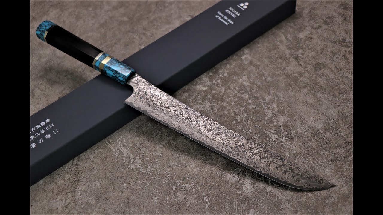 🔥品 牌 : #二唐🔪刀 款 : 先丸筋引刀🔪鋼 材 : 暗紋 SG2 粉末鋼 (不銹)🔪規 格 : 27cm/30cm 🔪柄 材 :  黑檀八角三銀卷 雙綠松卷