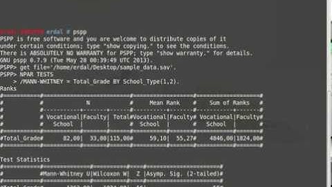 Using PSPP over Terminal for NonParametric Tests