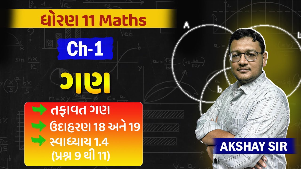 Std 11 Maths Chapter 1 ગણ (Sets) | સ્વા 1.4 (પ્રશ્ન 1 થી 8) | L- 7 ...