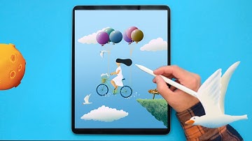 Flying Bike Illustration - Drawing in Procreate 5 on the IPad Pro