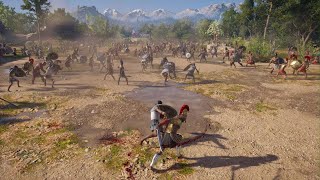 Momento Assassin's Creed Odyssey, a batalha espartana.