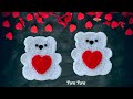 Crochet teddy bear with heart i crochet pocket hug i valentine crochet ideas