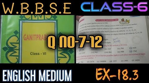 ENGLISH MEDIUM||Class-vi|part-2|q no-7-12| Exercise-18.3|| Maths class-vi chapter 18.3 #squareroot