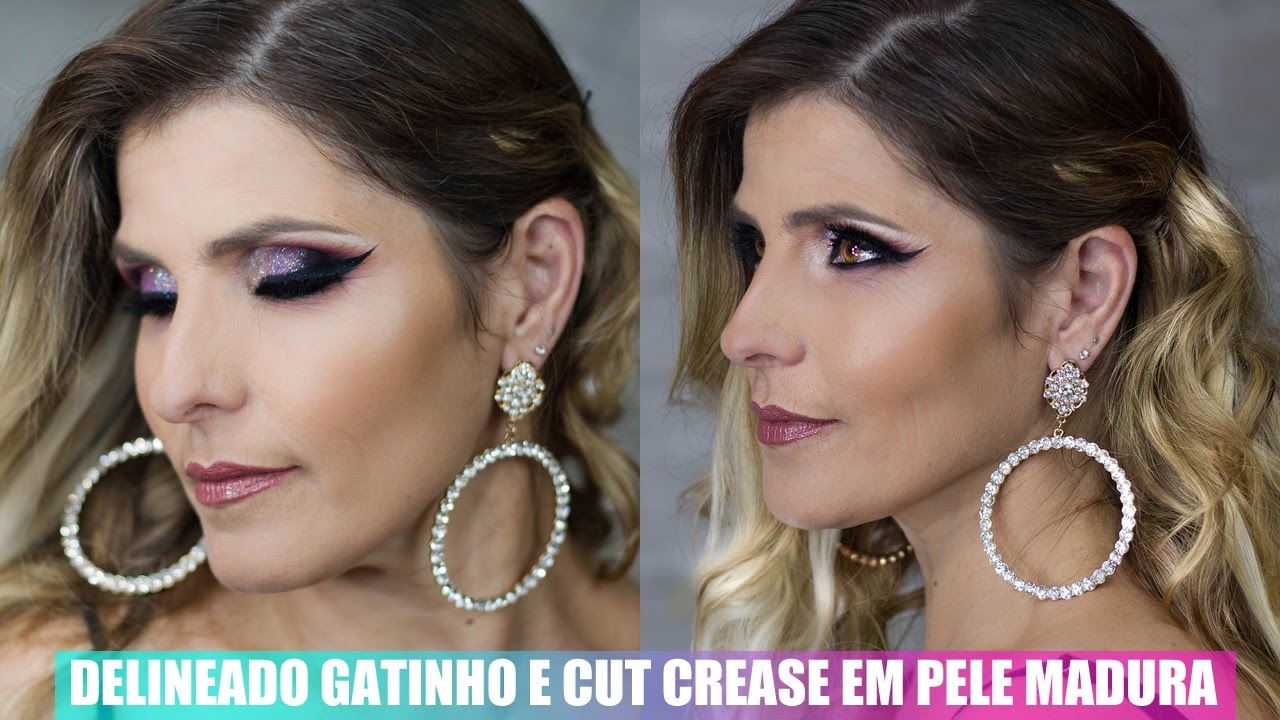 Cut Crease com Delineado Gatinho para Pele Madura