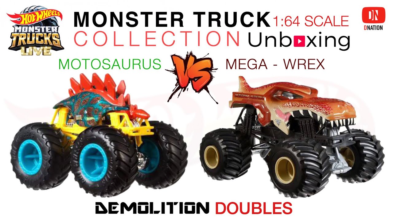 Hot Wheels Monster Trucks Demolition Doubles MOTOSAURUS vs. MEGA