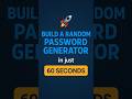 Build a Random Password Generator in 60 Seconds | HTML CSS JavaScript Mini Project