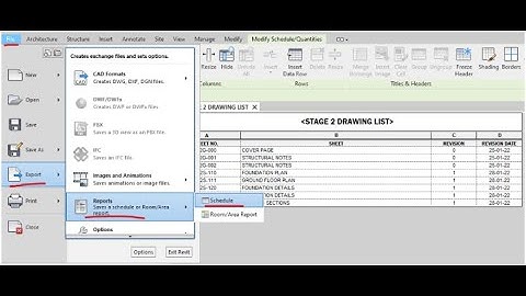 How to export schedule data from Revit to Excel