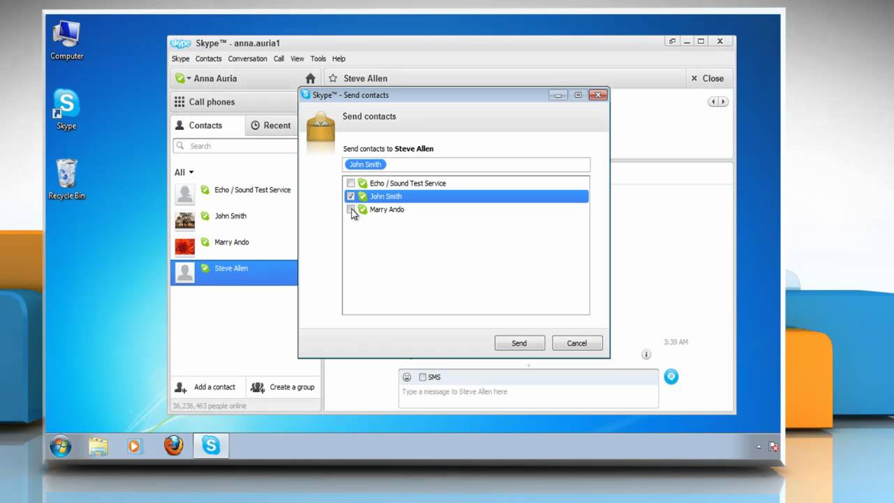 How to send a contact to a friend in Skype®