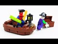 Lego Spiderman Brick Building Boat on Treasure Island Video for Kids