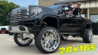 He drove from ARIZONA to get this HUGE 12" CHROME FTS and 28x16s | 2023 Denali WITH ADAPT RIDE