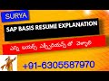      sap basis resume explanation by   91 6305587970