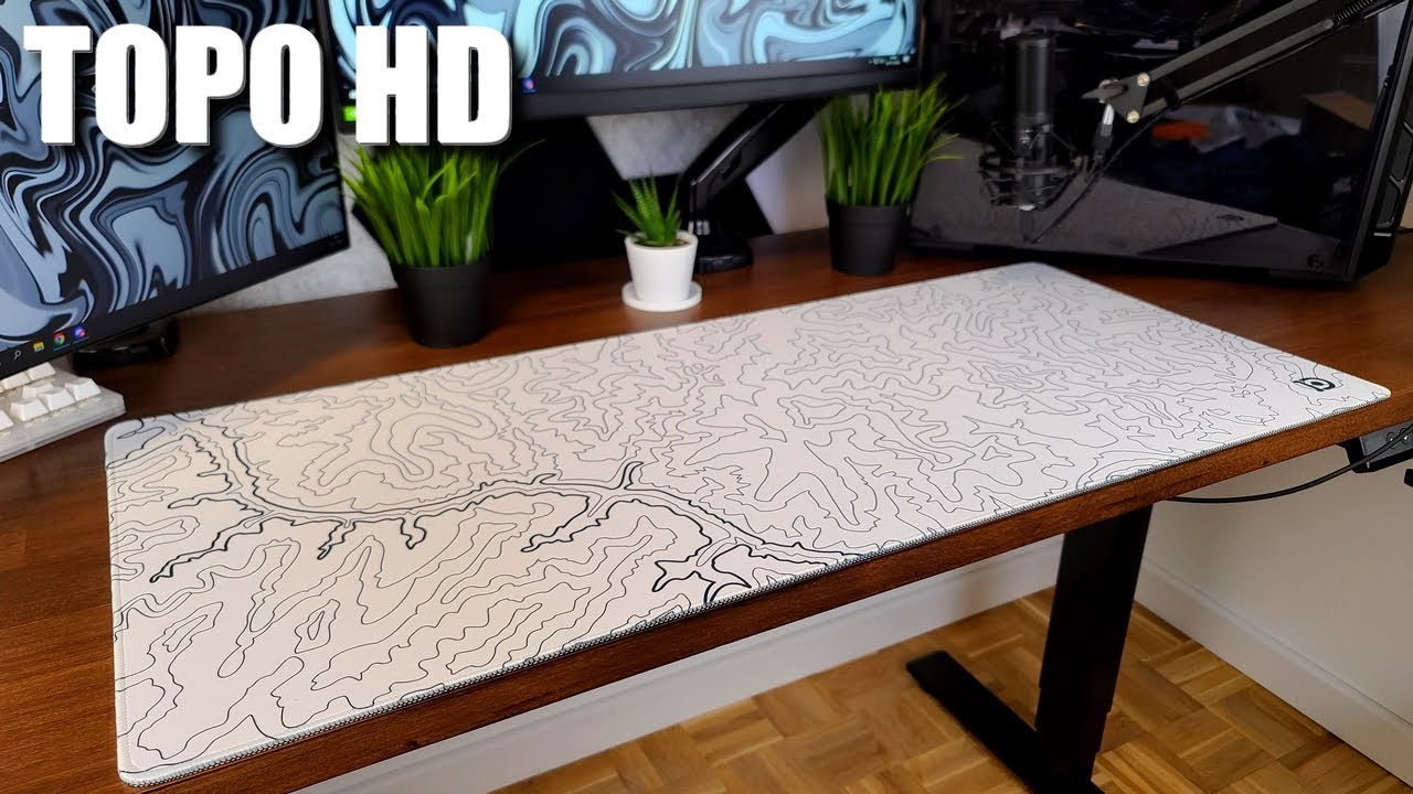 Tapis de souris Blanc XXL Topographique #deskpad #mousepad #deskr