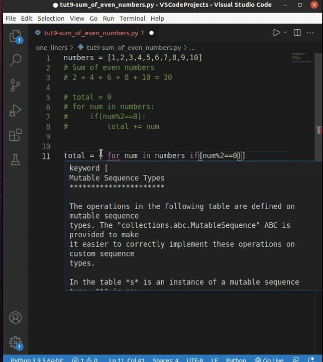 Python one liners #9 - Sum even numbers in list - YouTube