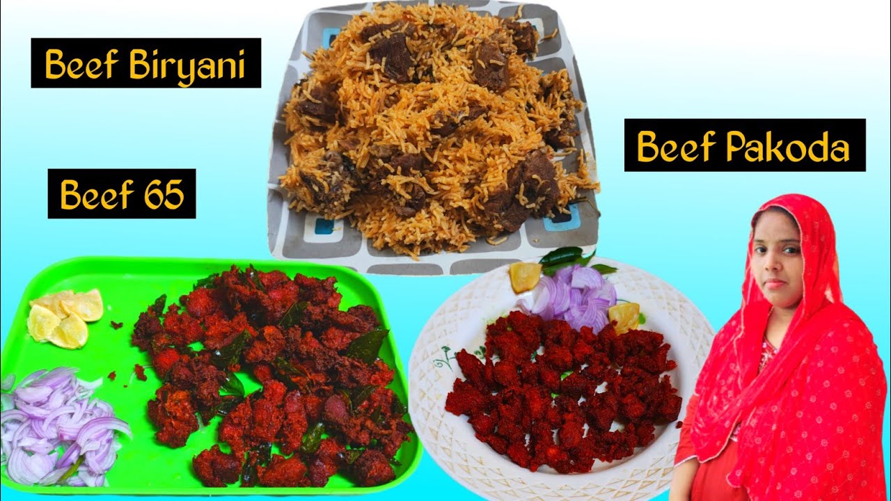 3 Beef Recipes Beef Biryani, Beef Pakoda & Beef65  In Tami | Delicious Beef Biryani  Simple and Easy