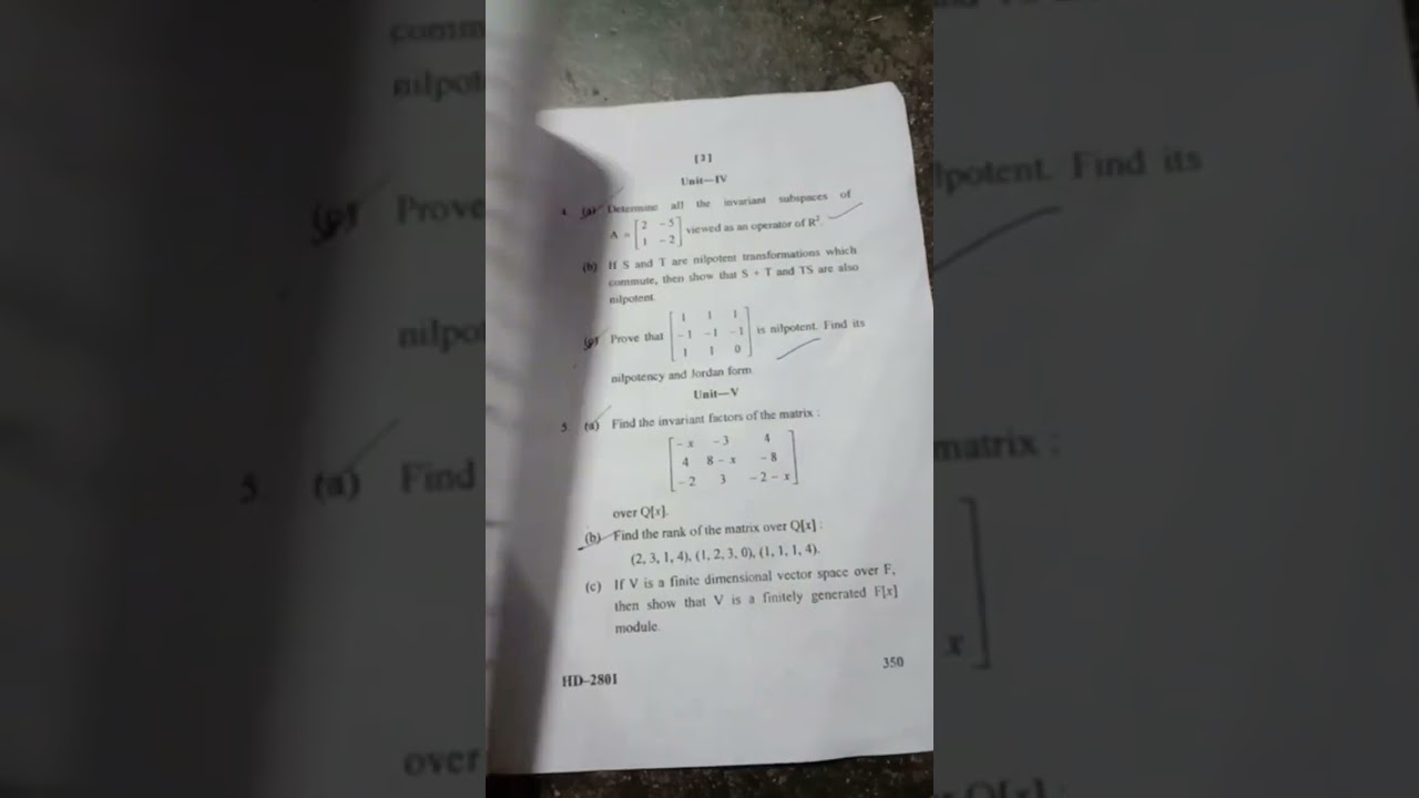 Msc. previous paper first Durg university cg