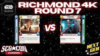 Star Wars Unlimited 4k - Round 7 | Han Blue vs Sabine Green | SCG CON Richmond