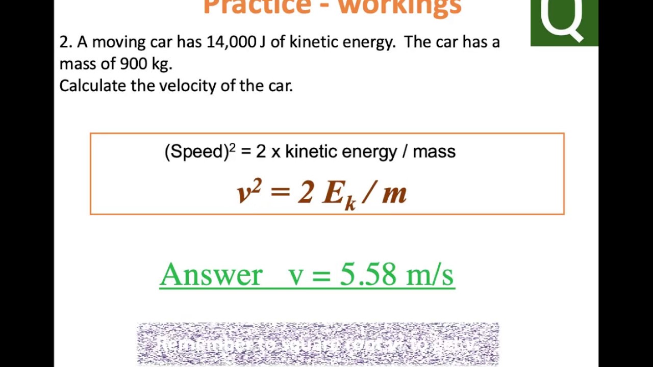 GCSE Physics Equation Energy, Mass and Speed YouTube