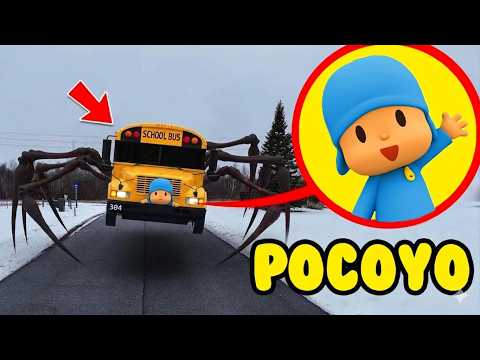 MY DRONE FILMED POCOYO VS THE BUS EATER IN REAL LIFE !!