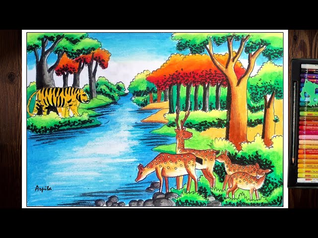 Different forest scenes with wild animals 6889811 Vector Art at Vecteezy