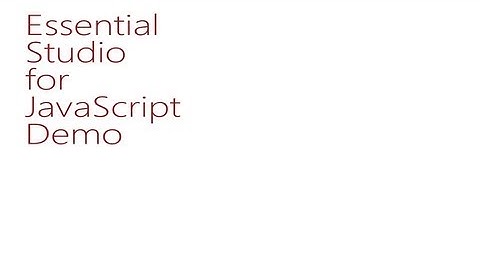 Essential Studio for JavaScript Demo