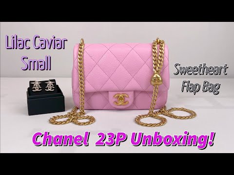 Chanel 23P Lilac Caviar Small Sweetheart Flap Bag with Antique Gold  Hardware. 