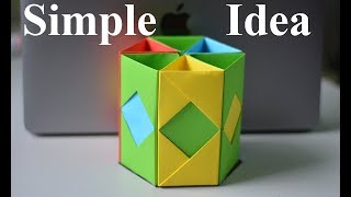 Make Pen Stand by Color Paper | Waste Material Reuse Idea | Best Out of Waste | MY CRAFTS