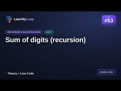#53 · Sum of digits (recursion) — Animation + Code Walkthrough | DSA