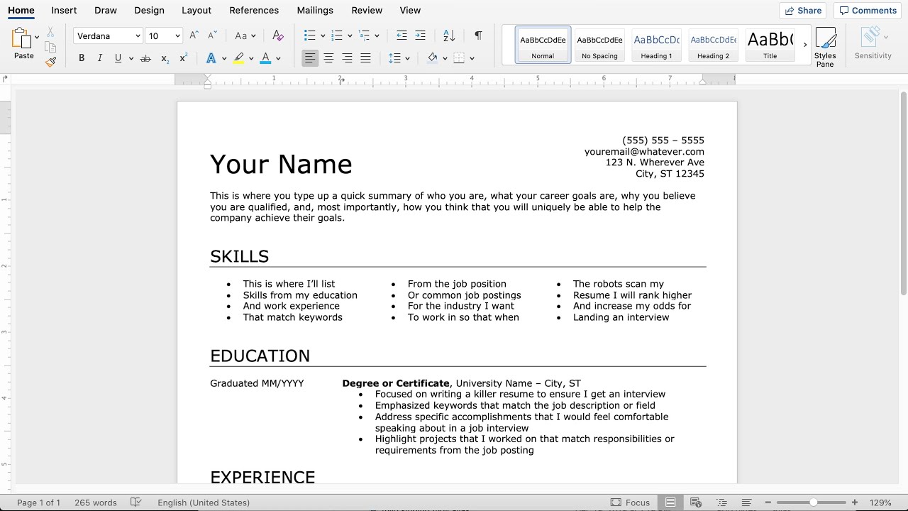 how to create a resume without microsoft word