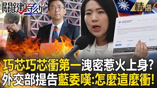 【精選】巧芯巧芯衝第一「用力過猛惹火上身」洩密文？！今外交部按鈴提告「不是揭弊英雄就是階下囚」…資深藍委都嘆：怎麼這麼衝！【關鍵時刻】劉寶傑