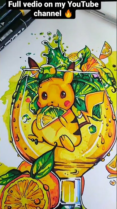 Pikachu in lemon ...full video on my channel // markers art#pokemon#pikachu