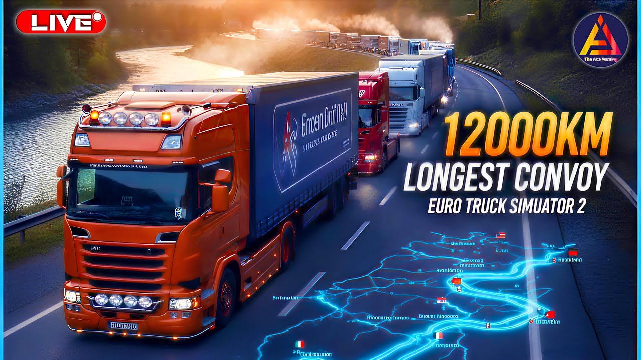 🔴 12000KM Longest CONVOY🔥 | EURO TRUCK SIMULATOR 2 LIVE | LOGITECH G923 | AJ The Ace Gaming