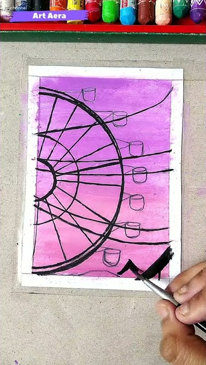Easy carousel wheel oil pastel drawing #shorts#shorts#trending