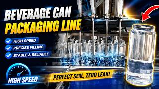 Complete Beverage Can Packaging Line | Filling, Seaming & Film Wrapping
