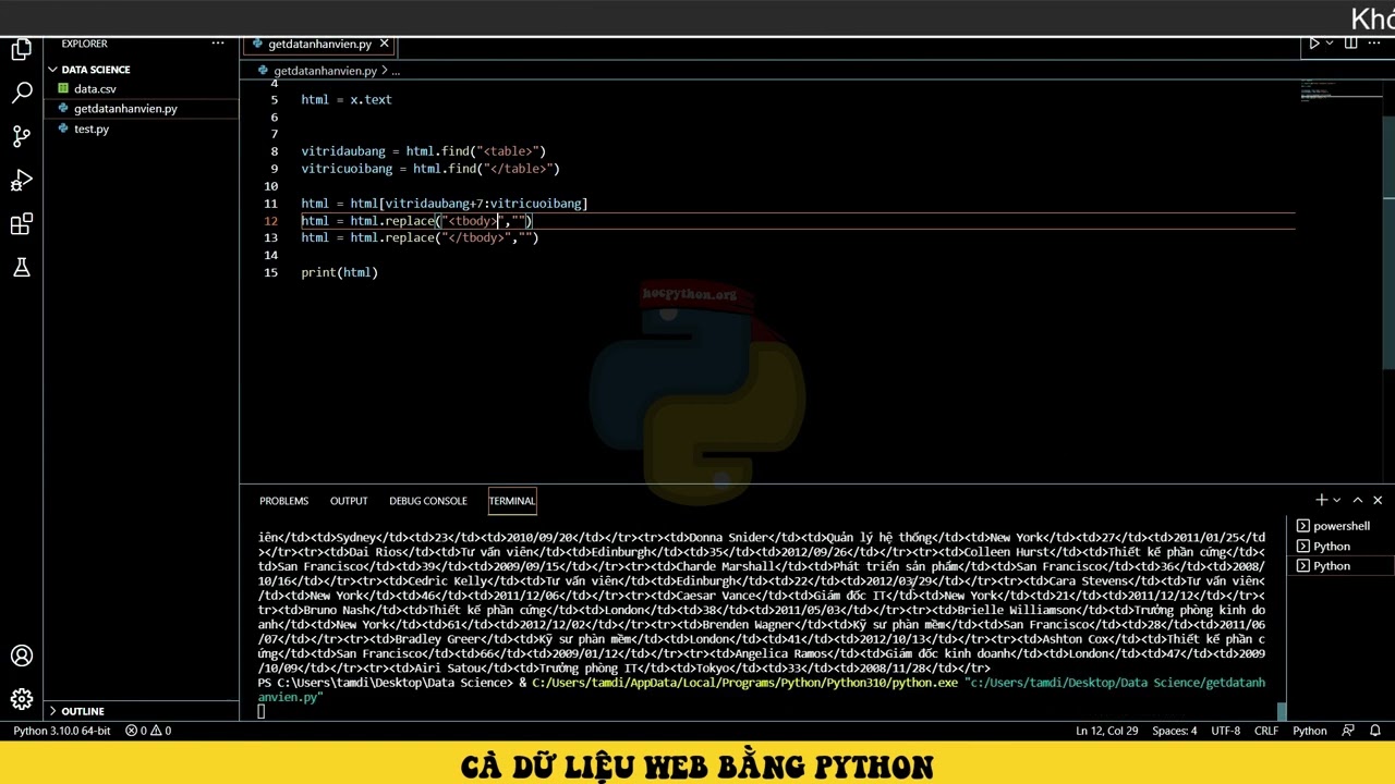 Cà Dữ Liệu Web và Làm Sạch Dữ Liệu Bằng Python - hocpython.org