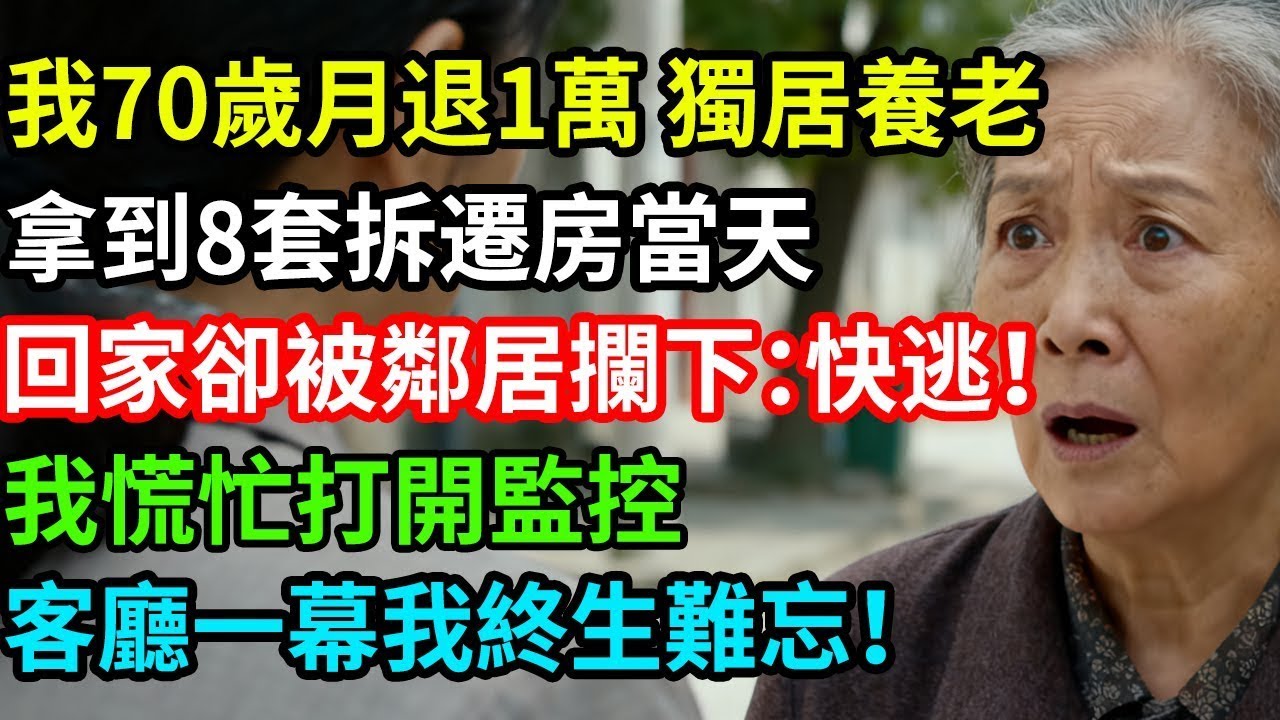 我70歲月退1萬獨居養老，拿到8套拆遷房當天，回家卻被鄰居攔下：快逃！我慌忙打開監控，客廳一幕我終生難忘！