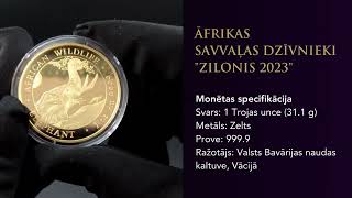 Zelta premium monēta &quot;Zilonis&quot; | Gold coin Elephant African Wildlife