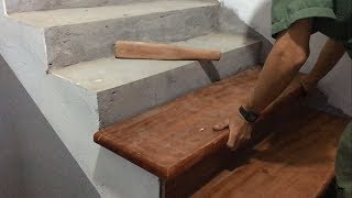 Amazing Technique Hardwood Processing For Stairs - Build and Installation New Stairs Treads