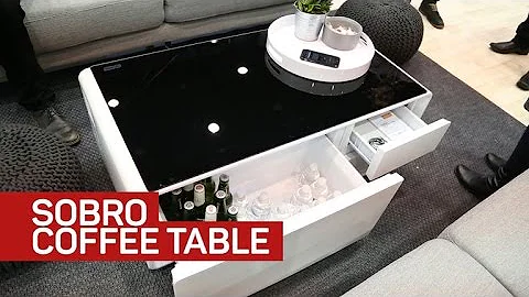 Fridge, charger, and speakers combine to form the Sobro coffee table