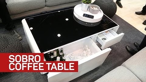 Fridge, charger, and speakers combine to form the Sobro coffee table