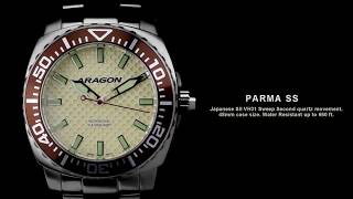 ARAGON® PARMA SS Seiko SII VH31 Sweep Second Watch - YouTube