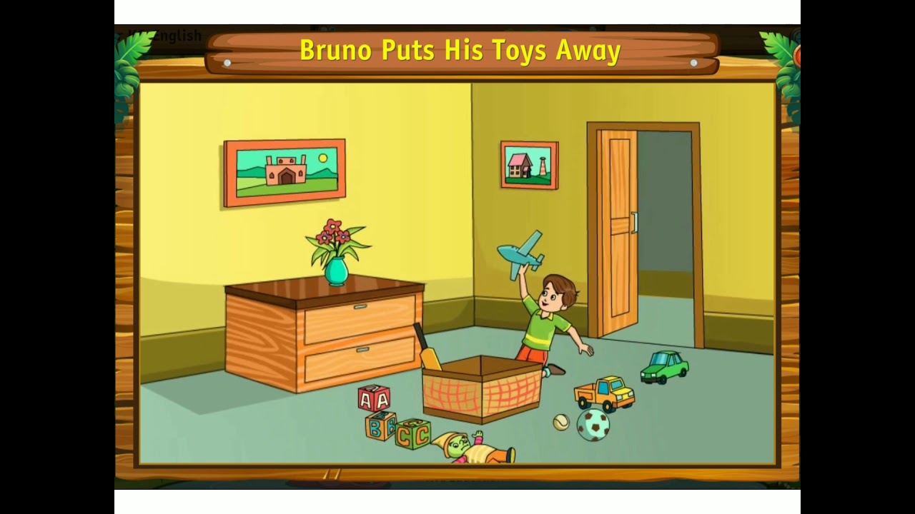 Story : Bruno puts his toys away | English| Kindergarten