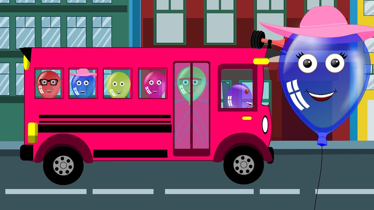 Balloons Wheels On The Bus Go Round And Round Nursery Rhymes For