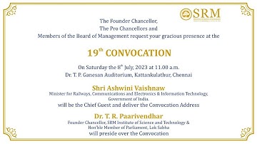 🌐Live: 19th Convocation of SRM Institute of Science and Technology | Livestream | 08-07-2023