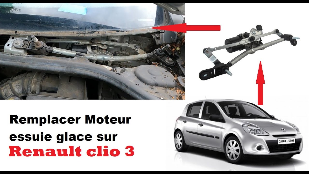 Replace Renault Clio 3 front windshield wiper motor 