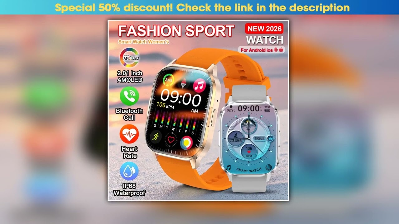 Smart watches Women AMOLED Screen Voice assistant Call Sport Watch Blood Oxygen Heart Rate Music