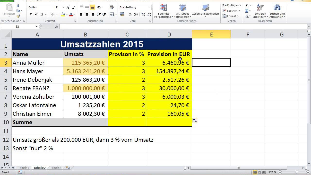 Update New Wenn-Funktion mit Berechnung in Excel