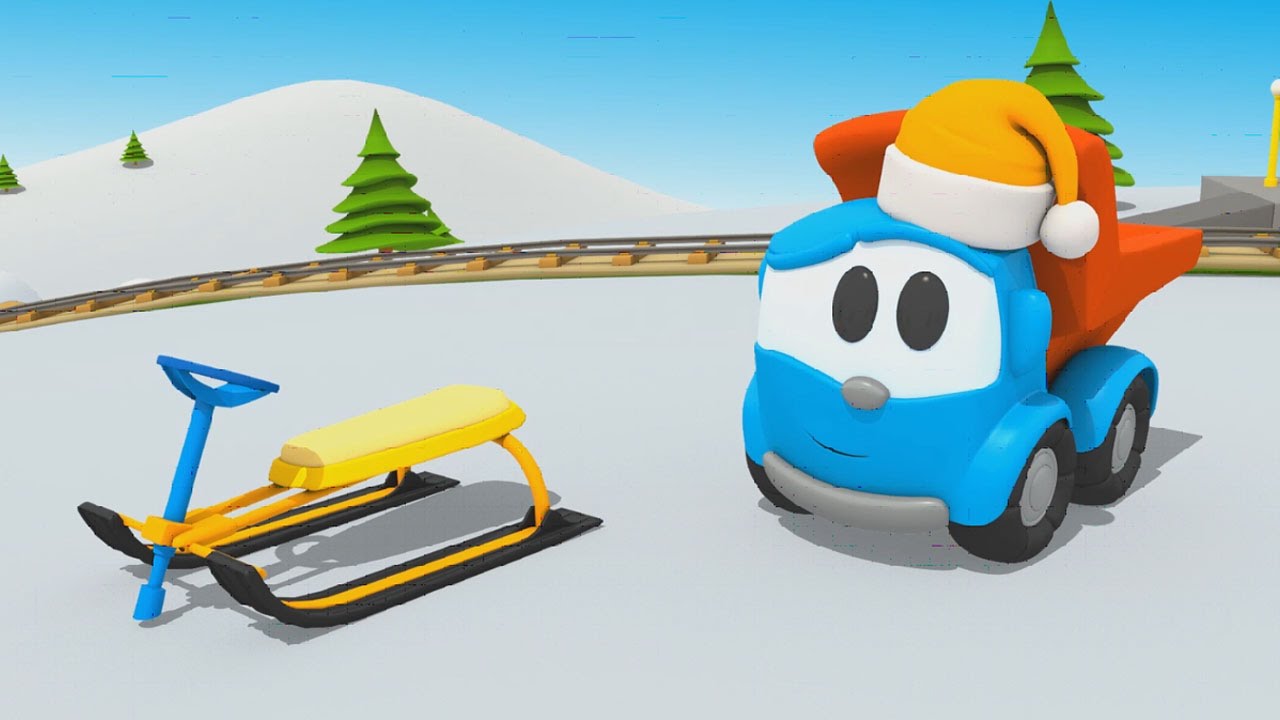 Cartoni Animati per Bambini - Camioncino Leo Junior e lo slittino da neve 