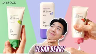 ☀️NEW SPF50+ Vegan Berry Sunscreens from Skinfood REVIEW 🔹3 Types  🍓🔹 Glowing Skin